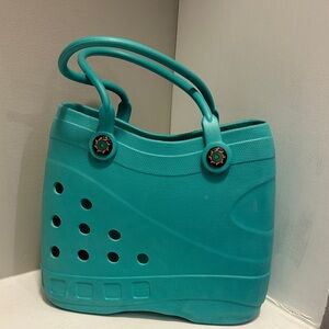Stylish rubber Teal Tote Bag